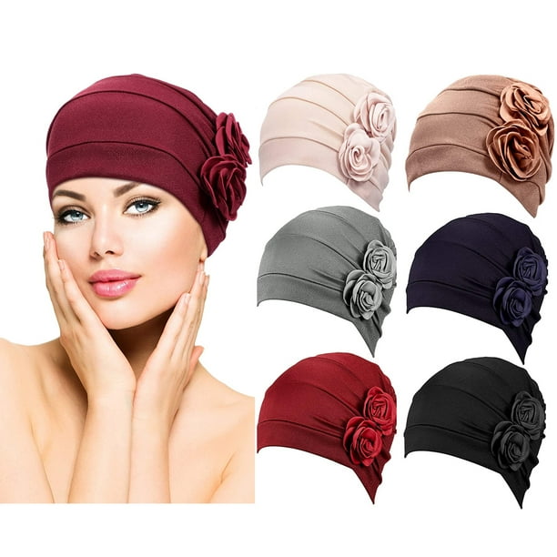 Women Double Flower Hat Beanie Turban Bandanas Headwrap Vintage Style Headband Women Double Flower Hat Beanie Turban Bandanas Headwrap Vintage Style Headband